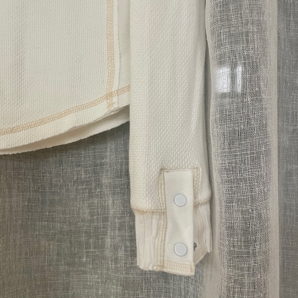 Free People White Waffle Henley - Picture 3 of 4